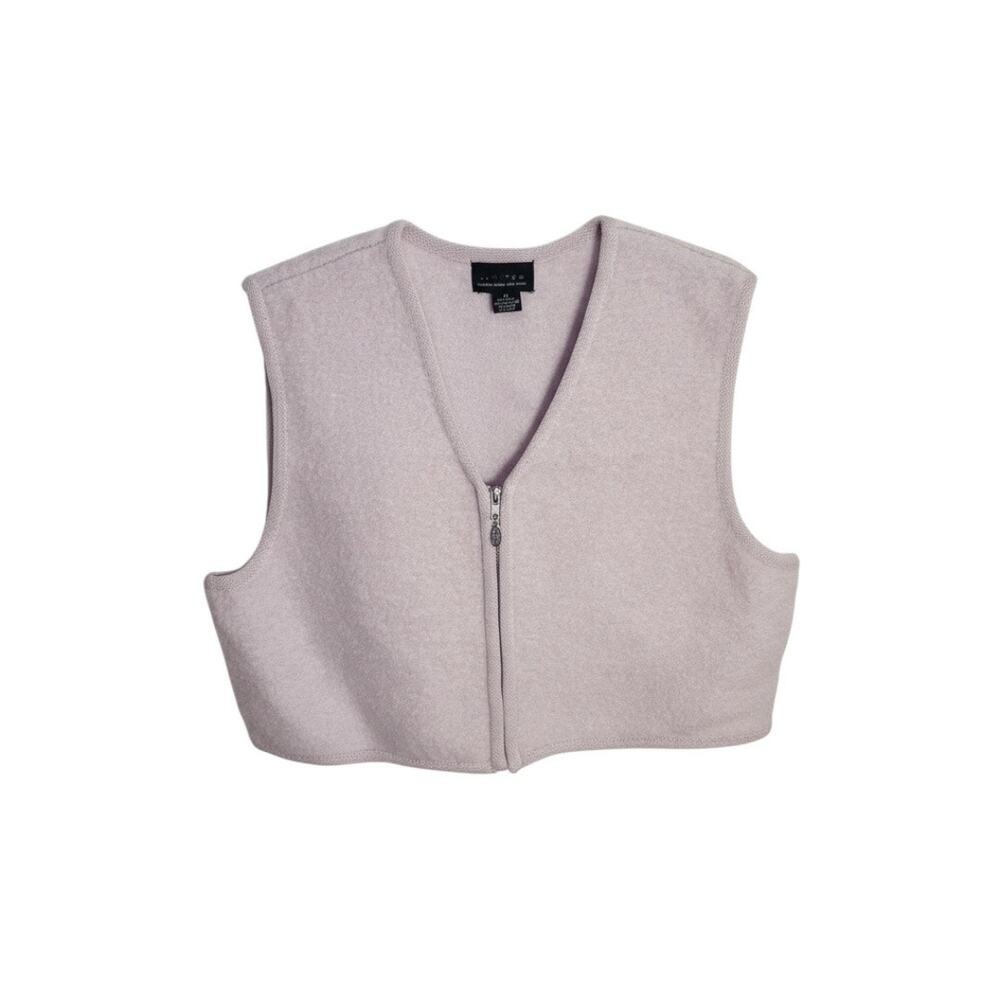 The Limited Sweater Vest Womens Medium Pink Zip Front 100% Wool Cropped V-Neck